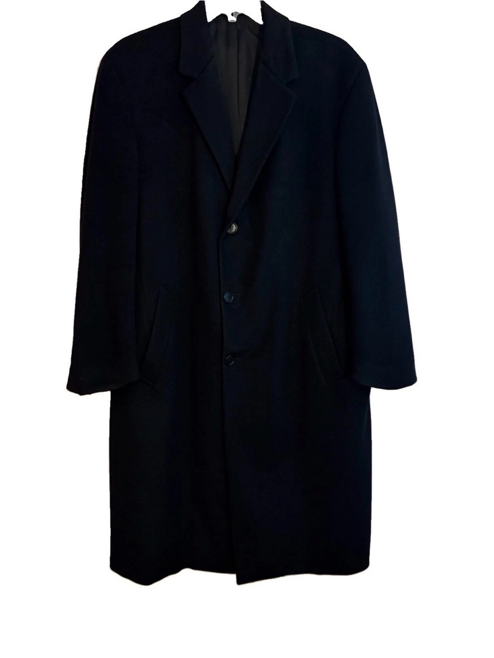 Brooks Brothers Black Wool Brooksstorm Single Breasted Over Coat Made in Italy